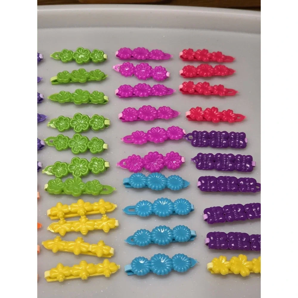 Vintage Goody Hair Lot Kiddie Snap Tight Plastic Barrettes Flowers lot Butterfly